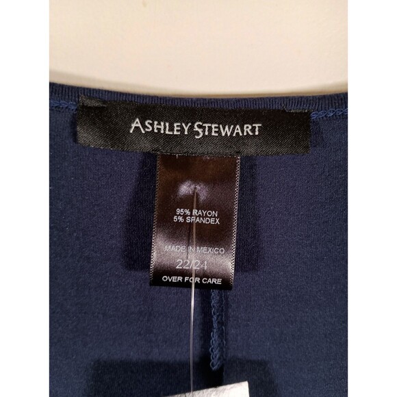 NWT Ashley Stewart Peacoat Navy Blue Long Bell Ruffle Sleeve Top Plus Size 22/24 - Picture 2 of 6